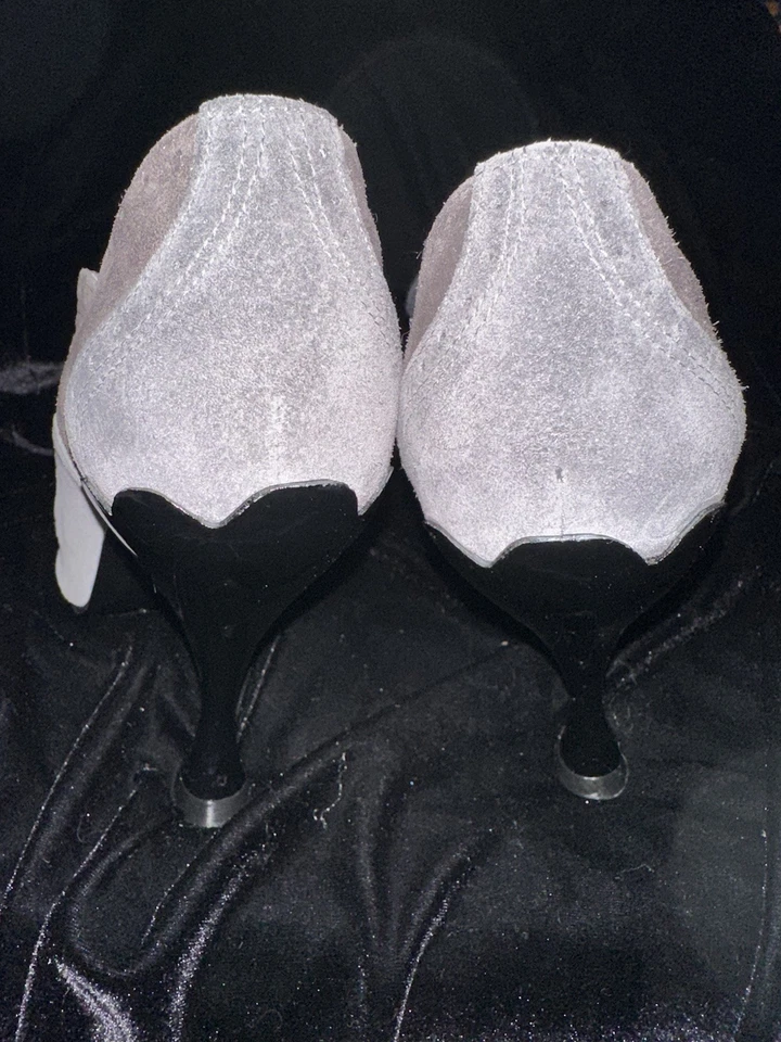 Tacones Mary Jane John Fluevog Listen Up amarillos/grises vintage de gamuza con cordones, talla 8 Foto 4 de 4