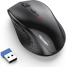TECKNET Wireless Mouse, 2.4G USB Computer Mouse with 6-Level Adjustable Black 