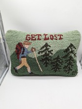 Chandler 4 Corners by Judith Reilly Hand Hooked Wool Pillow 13"×18" "Get Lost"
