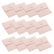 12Pcs 3x3 Inch Jewelry Pouches Velvet with Snap Button for Rings Pink