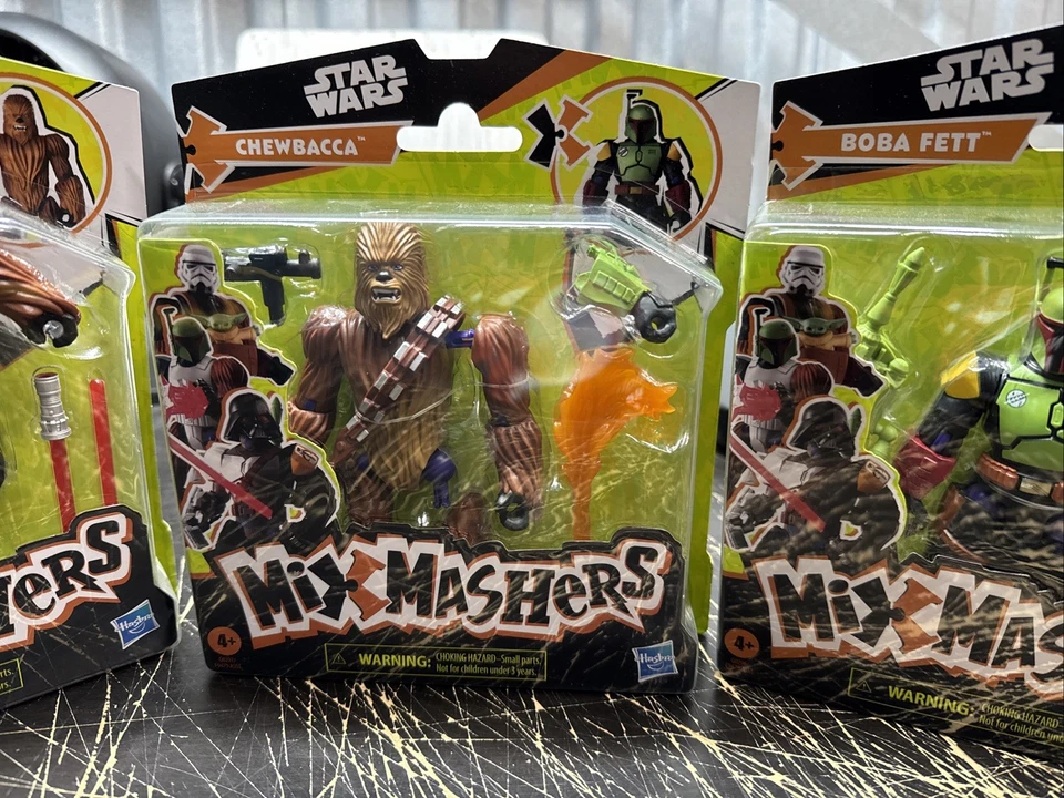 НОВЫЙ ЛОТ 3 STAR WARS MIX MASHERS ФИГУРКИ CHEWBACCA DARTH MAUL BOBA FETT - Изображение 3 из 4