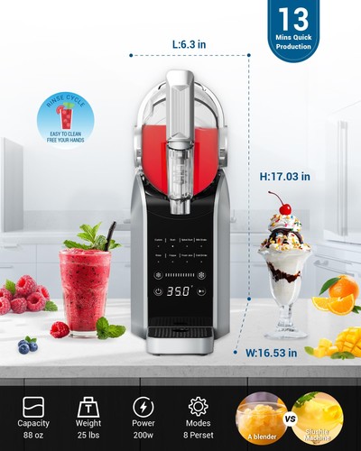 Slushie Machine, No Ice Needed, 88 oz Slushie Machine for Home with Dust Cove... - Picture 2 of 8