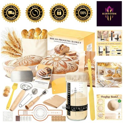 All-in-One Sourdough Kit with Detailed Guide & 17 Baking Tools - Artisan Quality