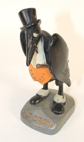 Rare 30's Old Crow Bourbon Cast Metal Counter Display Figure • Ettl Studio N.Y.C