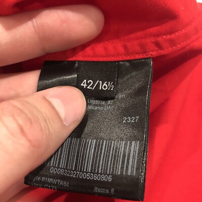 Calvin Klein 205w39nyc Men's 42 16.5 Red Button Shirt Jacket Calvin Klein 205w39nyc Men's 42 16.5 Red Button Shirt Jacket