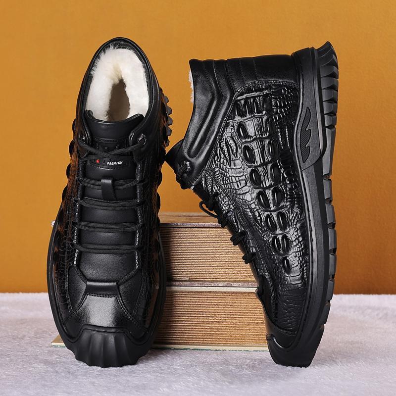 SAOLA Scarpe alte uomo invernali linea pelliccia sintetica spesse calde comode stringate outdoor