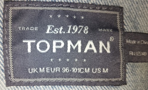 Mens Topman Denim Jacket Size Medium - Picture 3 of 3