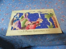 Old Postcard Postmark Unreadable A Merry Christmas Wisemen Following Star