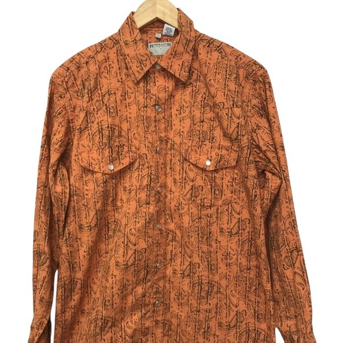 Ransom Ranch Top Womens Medium Orange Black - Picture 3 of 9