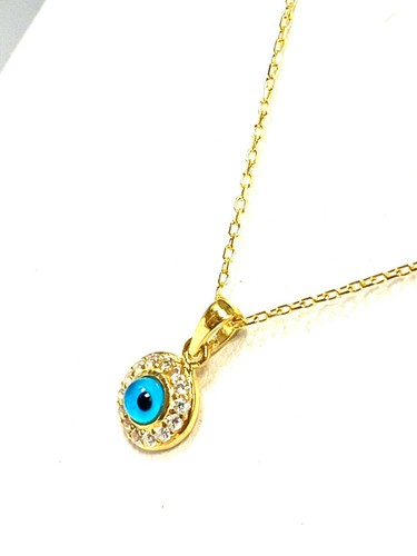 925 Sterling Silver Evil Eye Necklace #9971 - Picture 6 of 14