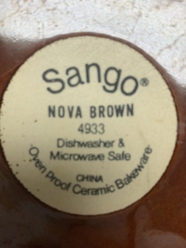 Vintage Discontinued Sango Nova Brown 4933 Set Of 2 Casserole Dishes-1 Lid - Picture 6 of 10
