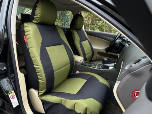 For Honda Civic Car Seat Covers Front Set Black Green Canvas Waterproof Cushion - Picture 2 of 5