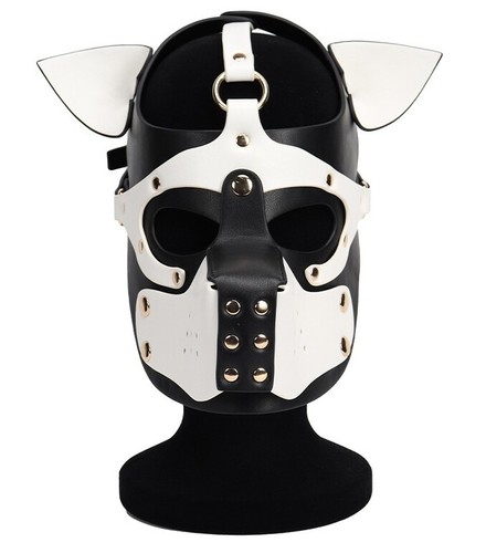 Cagoule BDSM Masque Tête de Chien Simili Cuir Dog Soumission Bondage Kinky FR - Photo 8/8