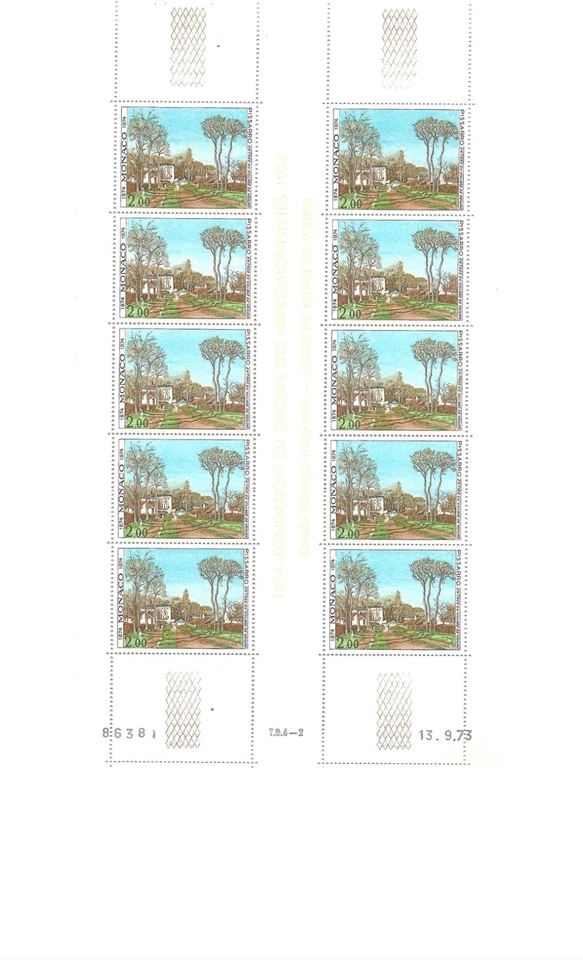 Mónaco #YT967-YT972 MNH 1974 Impresionistas Cézanne Monet [914-919] Foto 2 de 4