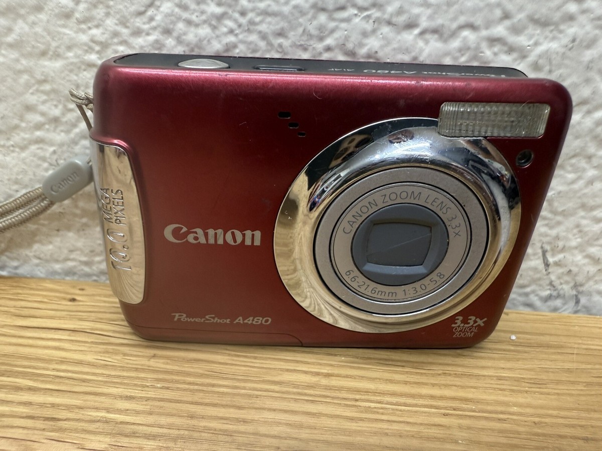 Canon PowerShot A480 Digital Camera Red FOR PARTS REPAIR Lens