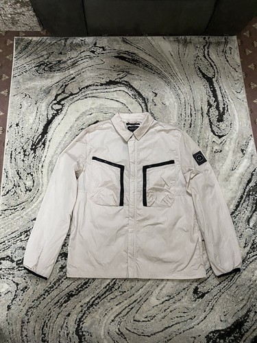 Marshall Künstler Overshirt Krinkle Nylon durchgehender Reißverschluss Logo pink neu mit Etikett Größe Medium Herren