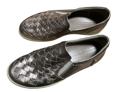 *ECCO Women's  Sz 9 W Soft 7 Woven Slip on Sneakers Flats Metallic Gold