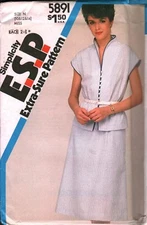 5891 Vintage Simplicity Sewing Pattern Misses 1980 Two Piece Dress UNCUT Top 14