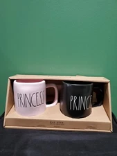 Rae Dunn "PRINCESS & PRINCE" Mug Set Pink & Black Brand New Fast Shipping
