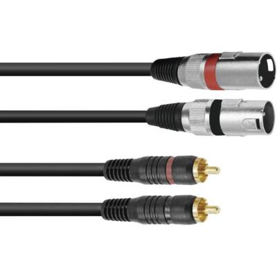Omnitronic 3022522C XLR Adapterkabel [2x XLR-Stecker 3 polig - 2x Cinch-Stecker]