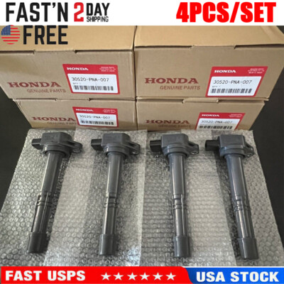 4 PACK OEM Ignition Coils for 02-06 Honda 2.4L C1382 UF311 30520-PNA-007 Genuine