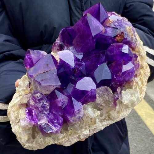 13.71LB Natural amethyst Cluster Quartz Crystal backbone mineral Reiki Stone