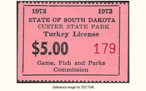 HALFPRICEHUNT SD Custer State Park Turkey 1973 $5.00 (pink) - Picture 1 of 1