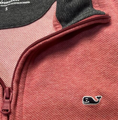 Vineyard Vines Performance 1/4-Reißverschluss Herren kleiner Waffelwal Golfpullover rot - Bild 5 von 5