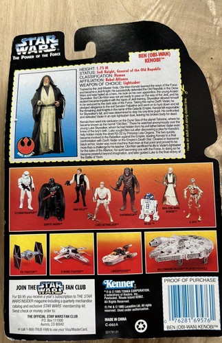 Ben ‘Obi Wan’ Kenobi Star Wars Kenner 1995 Power Of The Force On Card - Bild 2 von 2