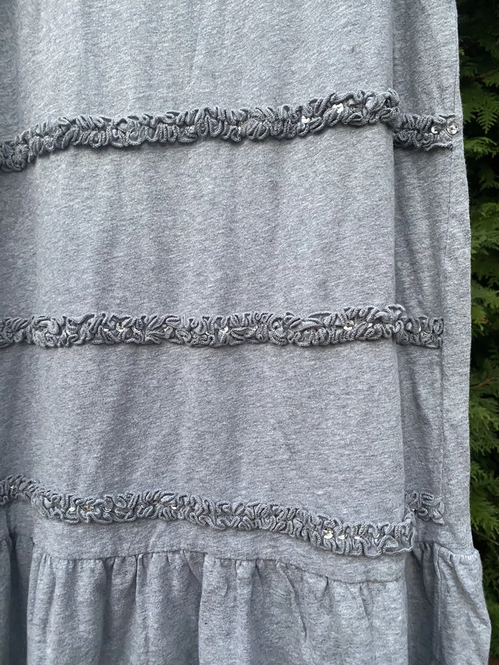 Vestido antiguo azul marino niñas gris plata lentejuelas volantes XL niñas Foto 4 de 4