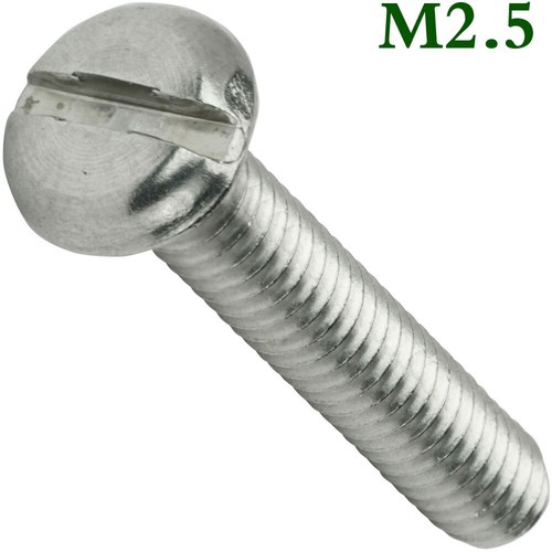 M2.5 Metric 304 Stainless Steel Slotted Pan Head Machine Screws Slotted Bolts - Picture 1 of 12