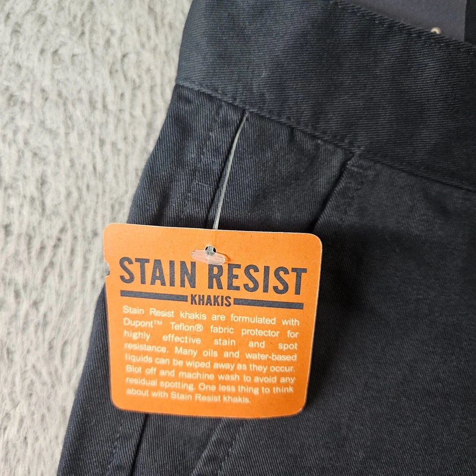 NWT - Cherokee Khakis Pants Men 30x30 Flat Front Wrinkle Resist Navy Blue - Image 3 of 4