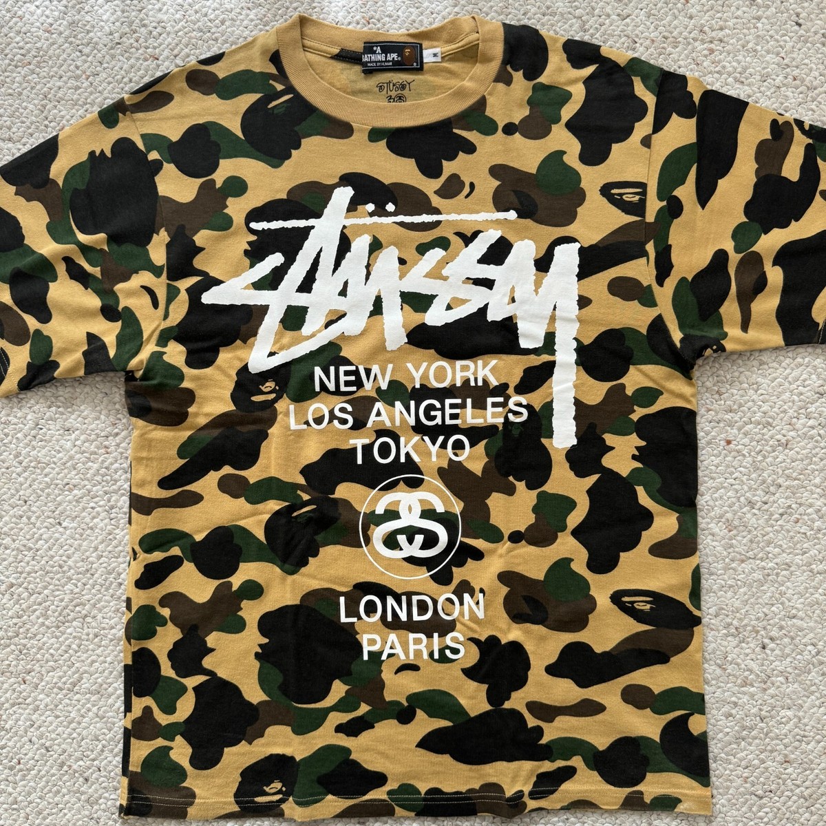 BAPE × stussy 30th Anniversary World Tour T-shirt 1st camo A