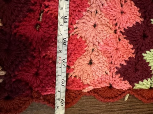 Uncinetto fatto a mano afgano bordo smerlato multicolore motivo ruota diamantata 69x42" - Foto 5 di 6