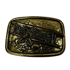 Vintage Avon Biplane Stearman Aviation Belt Buckle 3.75" x 2.5"