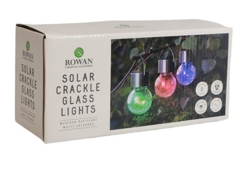 Rowan Solar Crackle Glass Lights Set Weather Resistant Bright White & MultiColor - Picture 5 of 23