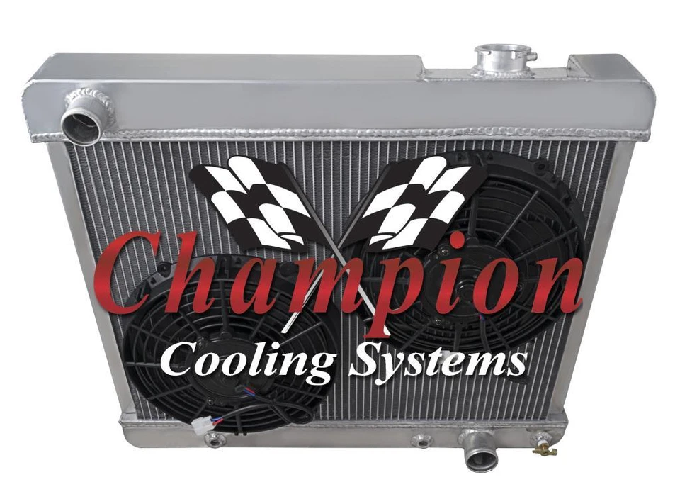 Radiador Kool Champion 4 filas con 2 ventiladores de 10" para Oldsmobile Cutlass 1965 1966 Foto 3 de 4