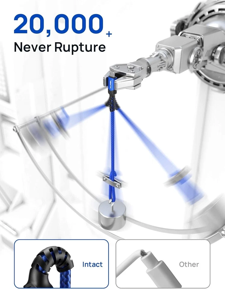 2-Pack 10ft Braided Nylon Micro USB Charging Cable Fast Charger Cord Blue - Image 3 of 4