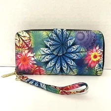 LOVESHE Floral Wallet Zip Around Clutch Purse With Wristlet Strap Clutch Flowers