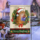 Abyssinian Cat Merry Christmas Flag, Abyssinian Cat Christmas Wreath Xmas Flag