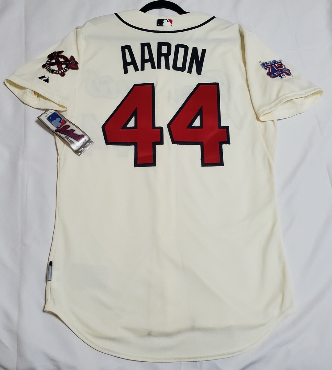Authentic Majestic 44 LARGE ATLANTA BRAVES HANK AARON COOL