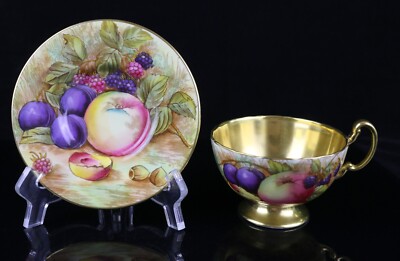 Aynsley Orchard Fruit Cup and Saucer D. Jones & N. Brunt