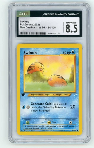 Swinub Pokemon (2002) Neo Destiny 1st Ed. #84/105 CGC 8.5 NM/MINT+