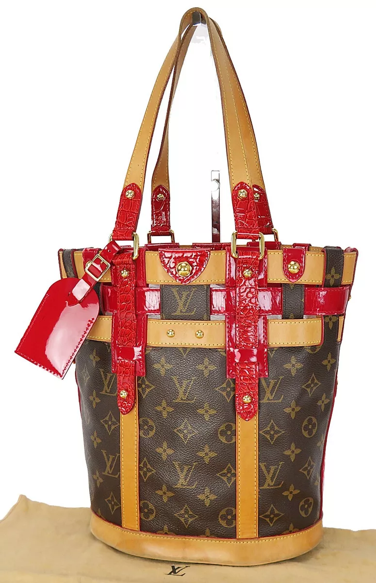 Louis Vuitton Red Leather Monogram Bucket Bag