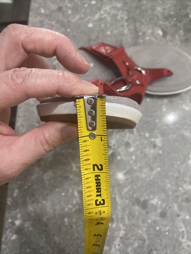 Ariat Thong Sandal Red Leather 10017440 Silver Ring Accent adj Strap Sz 6.5B NEW - Picture 12 of 16