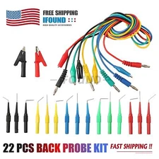 22pcs Automotive Back Probe kit Multimeter Test Leads Alligator Clips Wire Tool