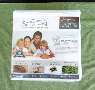 SafeRest Premium Queen Size Box Spring Encasement- Protects Against... NEW NIP