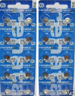 20 NEW RENATA 315 SR716SW WATCH BATTERIES