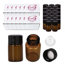 Beauticom 2ML Amber Glass Vial 144 Pieces with Orifice Reducer and Dropper Top