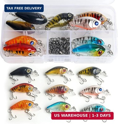 Realure 9 Pcs Minnow Bass Fishing Lures Set with Swivels, Wobbler Crankbaits wit